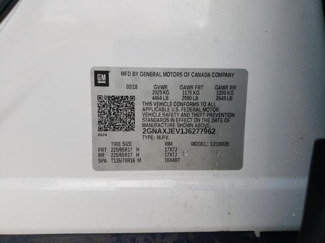 Photo 10 from auction – 2018 CHEVROLET EQUINOX LT with VIN 2GNAXJEV1J6277962