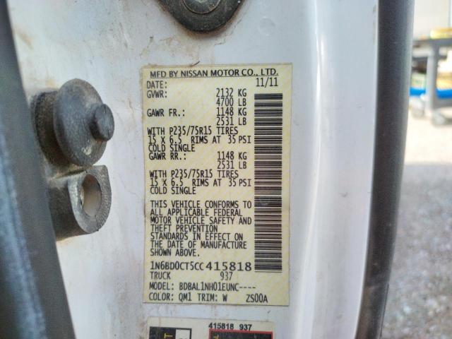 Photo 10 from auction – 2012 NISSAN FRONTIER S with VIN 1N6BD0CT5CC415818