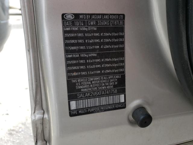 Photo 10 from auction – 2015 LAND ROVER LR4 HSE LU with VIN SALAK2V6XFA741758