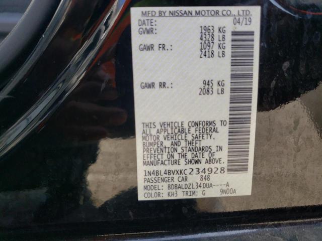 Photo 10 from auction – 2019 NISSAN ALTIMA S with VIN 1N4BL4BVXKC234928