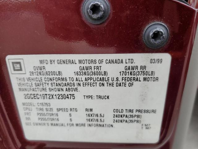 Photo 10 from auction – 1999 CHEVROLET SILVERADO with VIN 2GCEC19T2X1230475