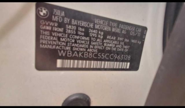 Photo 10 from auction – 2012 BMW 750 LI with VIN WBAKB8C55CC963128