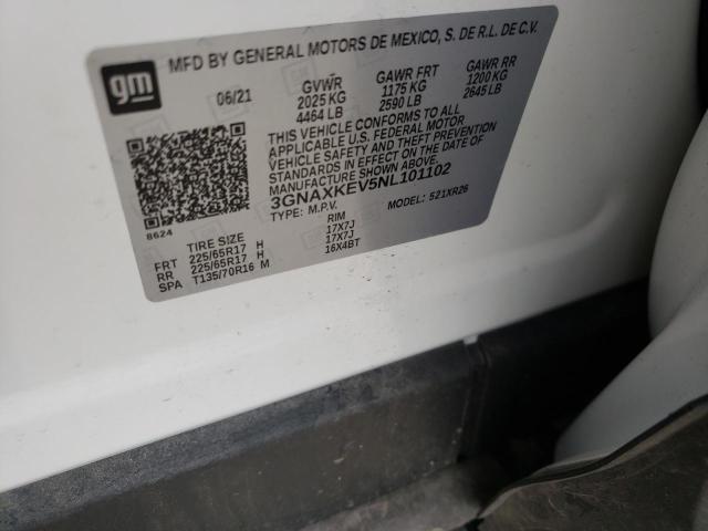 Photo 10 from auction – 2022 CHEVROLET EQUINOX LT with VIN 3GNAXKEV5NL101102