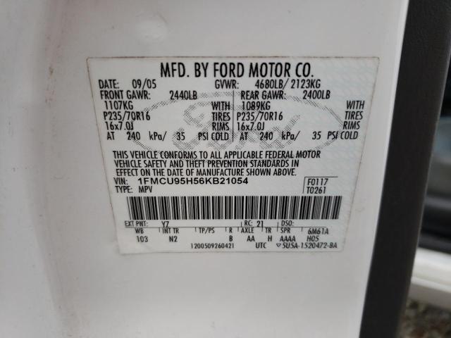 Photo 10 from auction – 2006 FORD ESCAPE HEV with VIN 1FMCU95H56KB21054