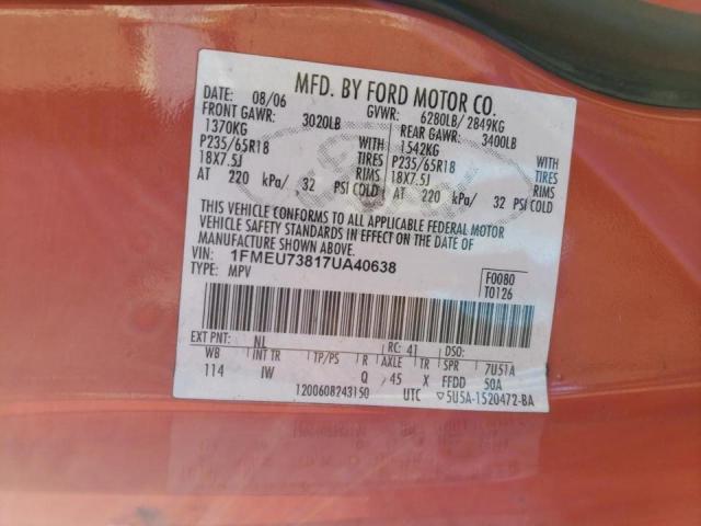 Photo 10 from auction – 2007 FORD EXPLORER X with VIN 1FMEU73817UA40638