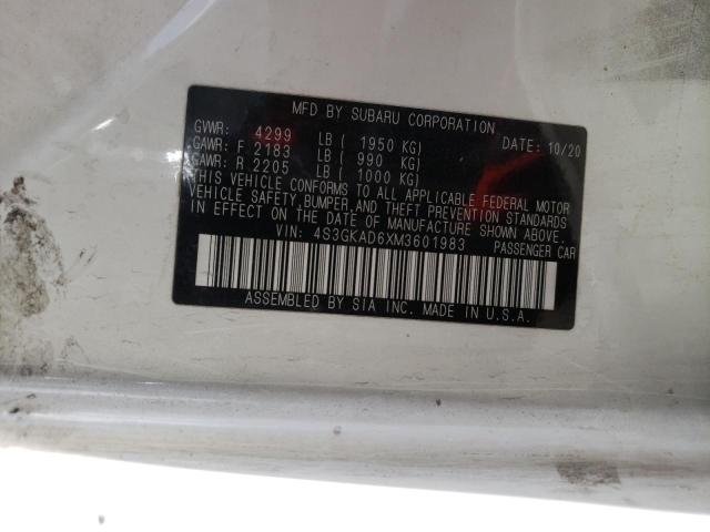 Photo 10 from auction – 2021 SUBARU IMPREZA PR with VIN 4S3GKAD6XM3601983