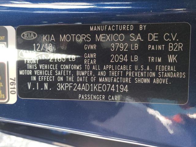 Photo 10 from auction – 2019 KIA FORTE FE with VIN 3KPF24AD1KE074194