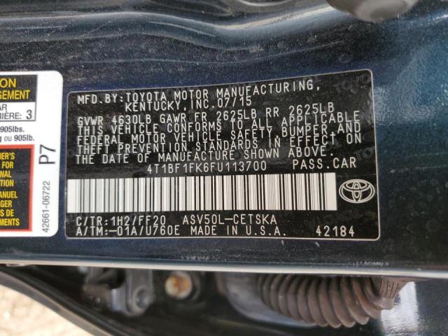 Photo 10 from auction – 2015 TOYOTA CAMRY LE with VIN 4T1BF1FK6FU113700