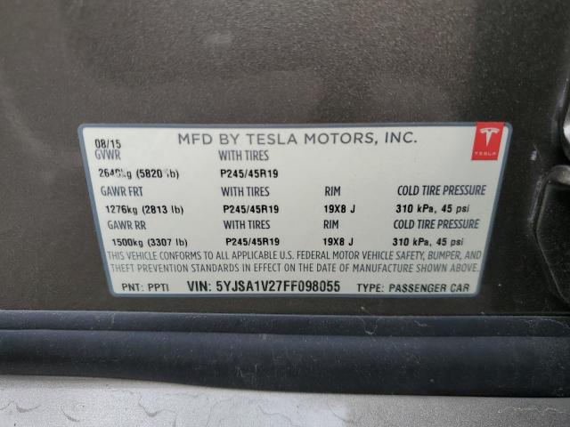 Photo 10 from auction – 2015 TESLA MODEL S 90 with VIN 5YJSA1V27FF098055