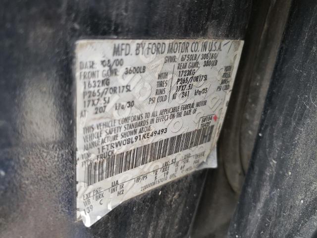 Photo 10 from auction – 2001 FORD F150 SUPER with VIN 1FTRW08L91KE49493