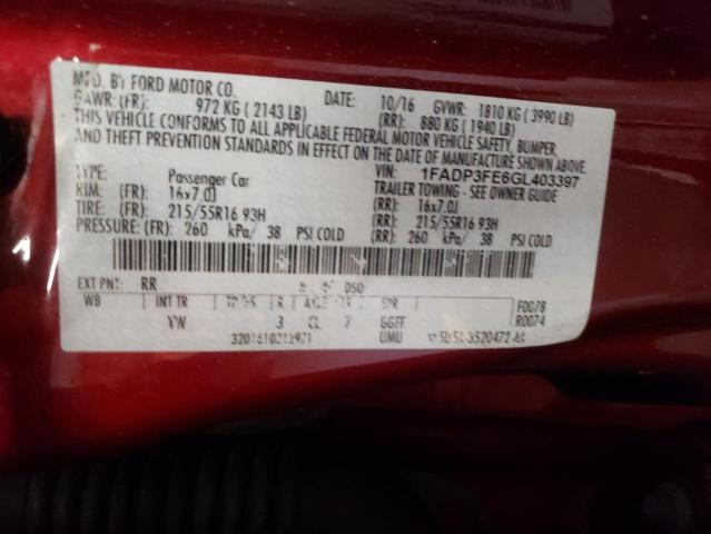 Photo 10 from auction – 2016 FORD FOCUS SE with VIN 1FADP3FE6GL403397