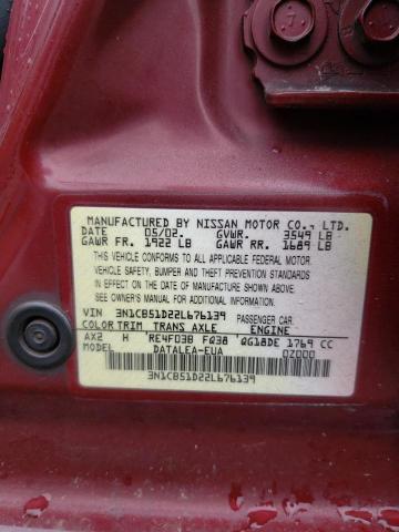 Photo 10 from auction – 2002 NISSAN SENTRA with VIN 3N1CB51D22L676139