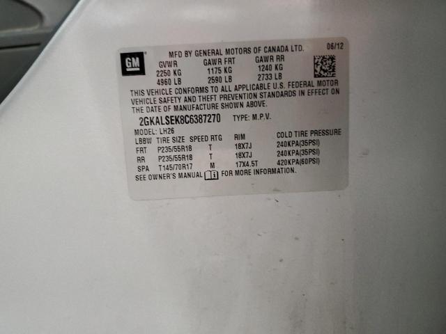 Photo 10 from auction – 2012 GMC TERRAIN SL with VIN 2GKALSEK8C6387270