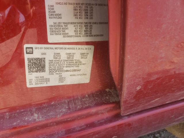 Photo 10 from auction – 2022 CHEVROLET SILVERADO with VIN 3GCPYFED8NG162547