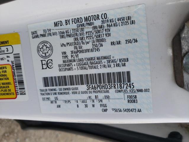 Photo 10 from auction – 2015 FORD FUSION SE with VIN 3FA6P0HD3FR187245