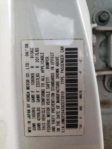 Photo 10 from auction – 2008 HONDA ACCORD LXP with VIN JHMCP26438C073919