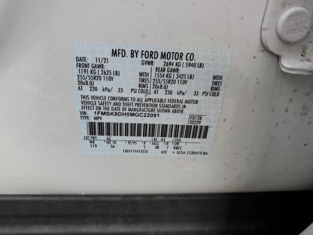 Photo 10 from auction – 2021 FORD EXPLORER X with VIN 1FMSK8DH5MGC22091