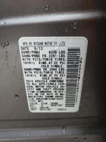 Photo 10 from auction – 2012 NISSAN ROGUE with VIN JN8AS5MT0CW614097