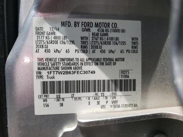 Photo 10 from auction – 2015 FORD F250 SUPER with VIN 1FT7W2B63FEC30749