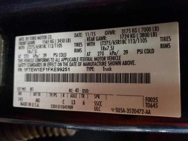 Photo 10 from auction – 2015 FORD F150 SUPER with VIN 1FTEW1EF1FKE99251