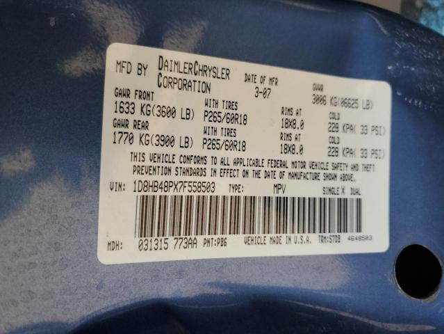 Photo 10 from auction – 2007 DODGE DURANGO SL with VIN 1D8HB48PX7F558503