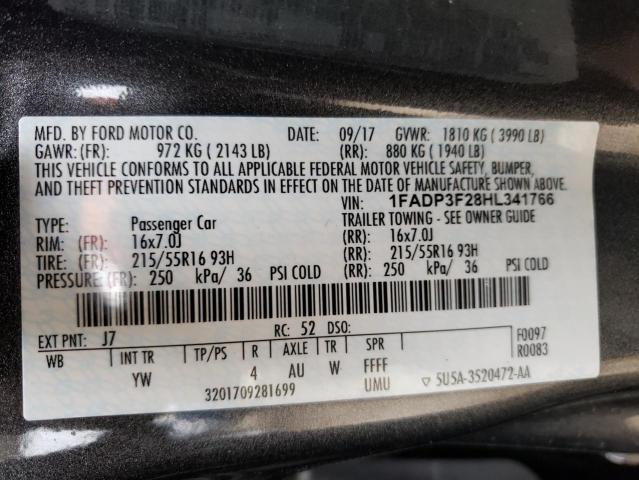 Photo 10 from auction – 2017 FORD FOCUS SE with VIN 1FADP3F28HL341766