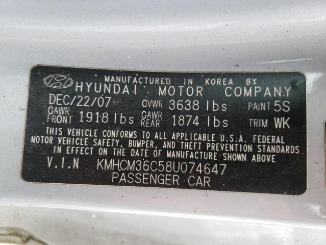Photo 10 from auction – 2008 HYUNDAI ACCENT GS with VIN KMHCM36C58U074647