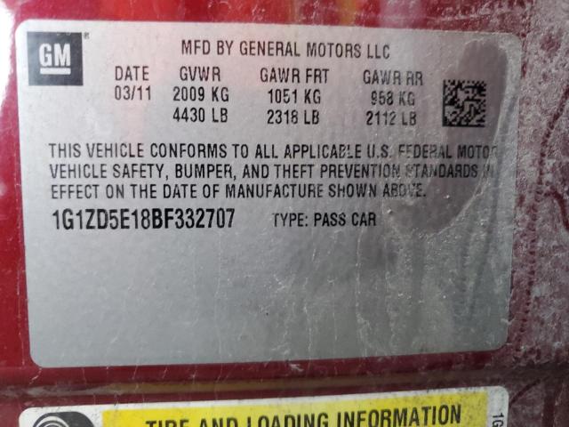 Photo 10 from auction – 2011 CHEVROLET MALIBU 2LT with VIN 1G1ZD5E18BF332707