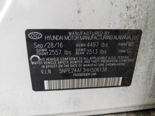 Photo 10 from auction – 2017 HYUNDAI SONATA SE with VIN 5NPE24AF3HH506138