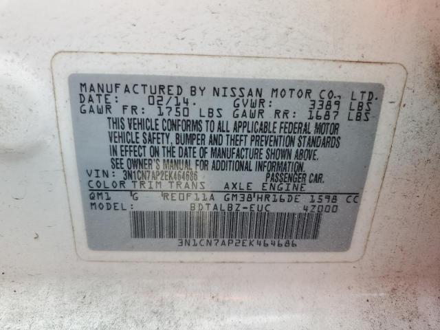 Photo 10 from auction – 2014 NISSAN VERSA S with VIN 3N1CN7AP2EK464686