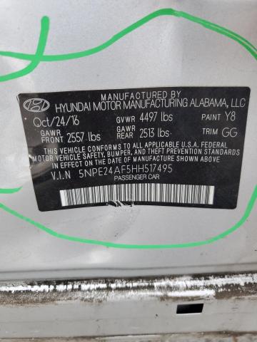 Photo 10 from auction – 2017 HYUNDAI SONATA SE with VIN 5NPE24AF5HH517495