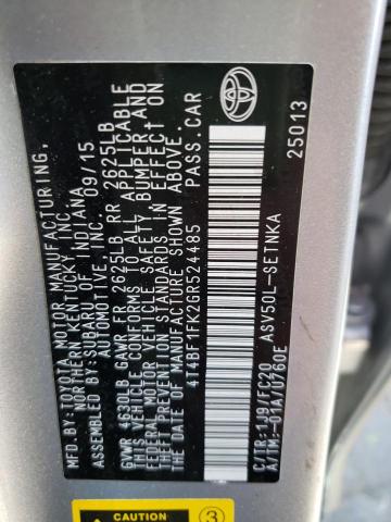 Photo 10 from auction – 2016 TOYOTA CAMRY LE with VIN 4T4BF1FK2GR524485