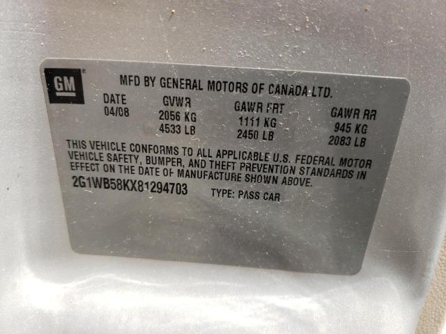 Photo 10 from auction – 2008 CHEVROLET IMPALA LS with VIN 2G1WB58KX81294703