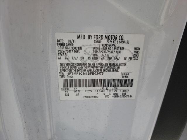 Photo 10 from auction – 2011 FORD F150 with VIN 1FTMF1CM1BFB02475