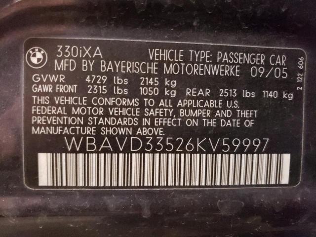 Photo 10 from auction – 2006 BMW 330 XI with VIN WBAVD33526KV59997