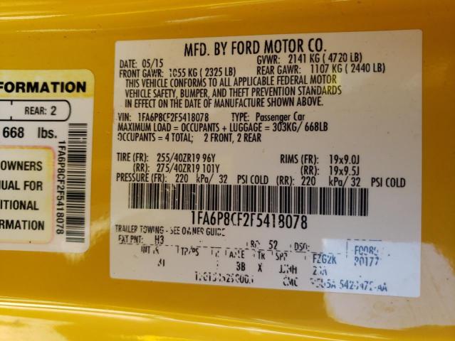 Photo 10 from auction – 2015 FORD MUSTANG GT with VIN 1FA6P8CF2F5418078