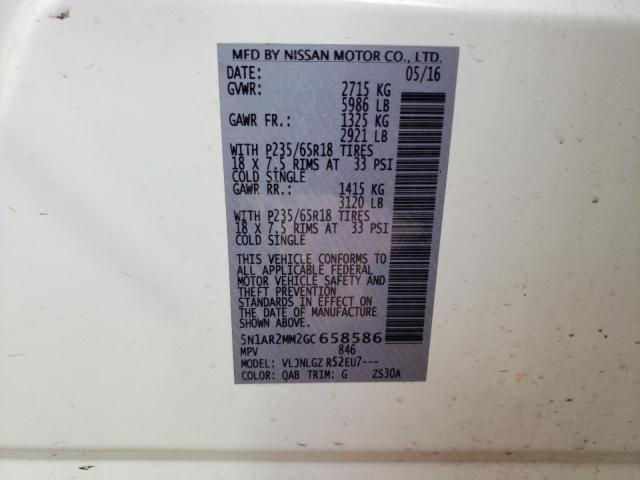 Photo 10 from auction – 2016 NISSAN PATHFINDER with VIN 5N1AR2MM2GC658586
