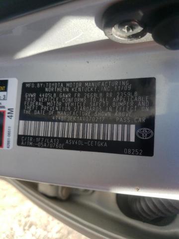 Photo 10 from auction – 2010 TOYOTA CAMRY BASE with VIN 4T4BF3EK1AR070217