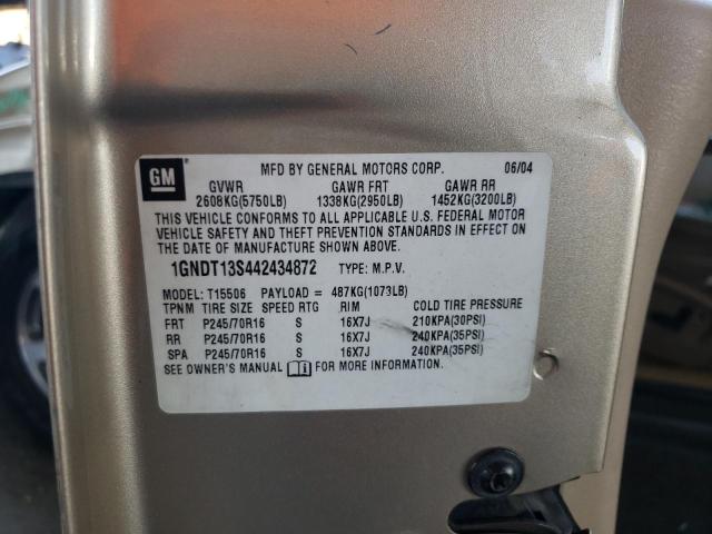 Photo 10 from auction – 2004 CHEVROLET TRAILBLAZE with VIN 1GNDT13S442434872