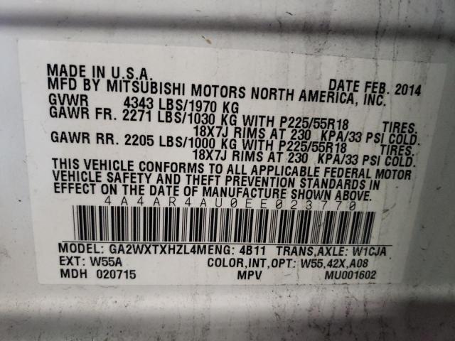 Photo 10 from auction – 2014 MITSUBISHI OUTLANDER with VIN 4A4AR4AU0EE023770