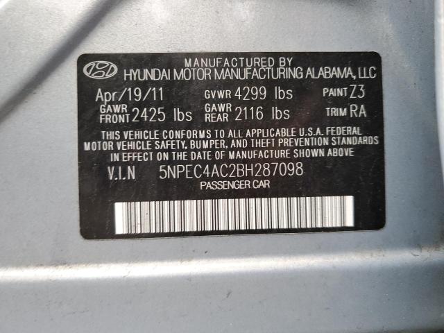 Photo 10 from auction – 2011 HYUNDAI SONATA SE with VIN 5NPEC4AC2BH287098