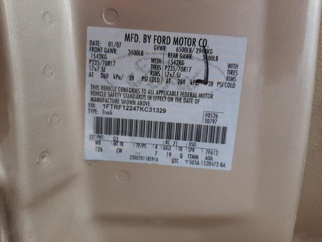 Photo 10 from auction – 2007 FORD F150 with VIN 1FTRF12247KC31329