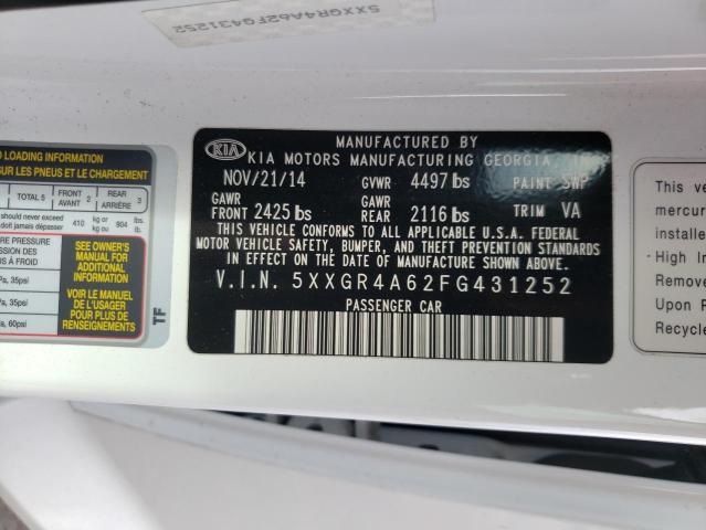 Photo 10 from auction – 2015 KIA OPTIMA SX with VIN 5XXGR4A62FG431252