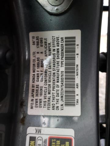 Photo 10 from auction – 2010 HONDA INSIGHT EX with VIN JHMZE2H75AS037670