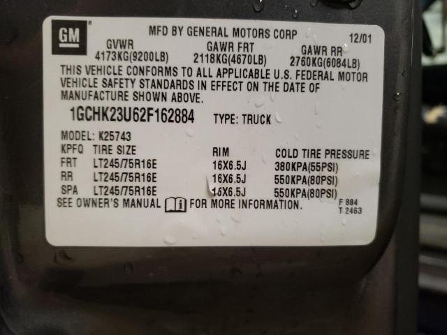 Photo 10 from auction – 2002 CHEVROLET SILVERADO with VIN 1GCHK23U62F162884