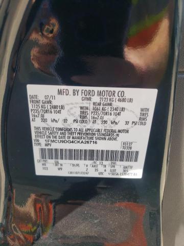 Photo 10 from auction – 2012 FORD ESCAPE XLT with VIN 1FMCU9DG4CKA26716