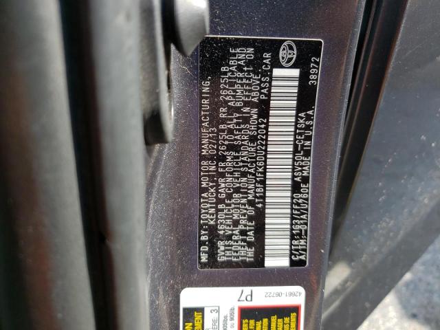 Photo 10 from auction – 2013 TOYOTA CAMRY L with VIN 4T1BF1FK6DU222042
