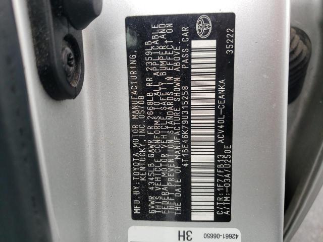 Photo 10 from auction – 2009 TOYOTA CAMRY BASE with VIN 4T1BE46K79U315258