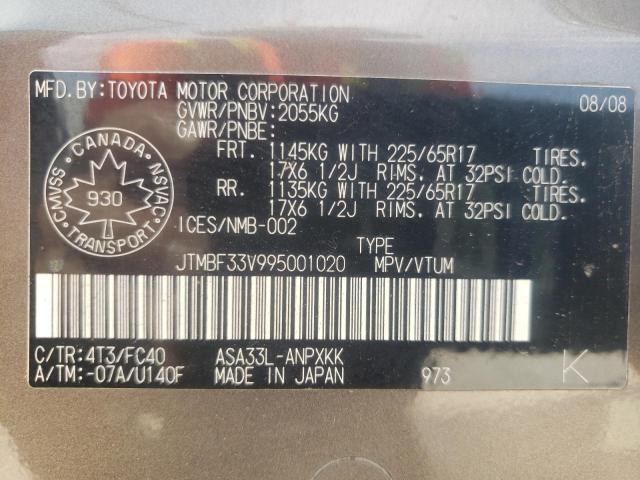 Photo 10 from auction – 2009 TOYOTA RAV4 with VIN JTMBF33V995001020