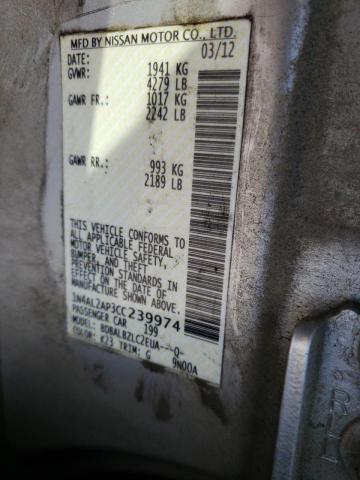 Photo 10 from auction – 2012 NISSAN ALTIMA BAS with VIN 1N4AL2AP3CC239974